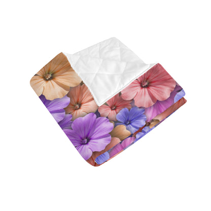 Colorful Geranium Pattern Premium Quilt