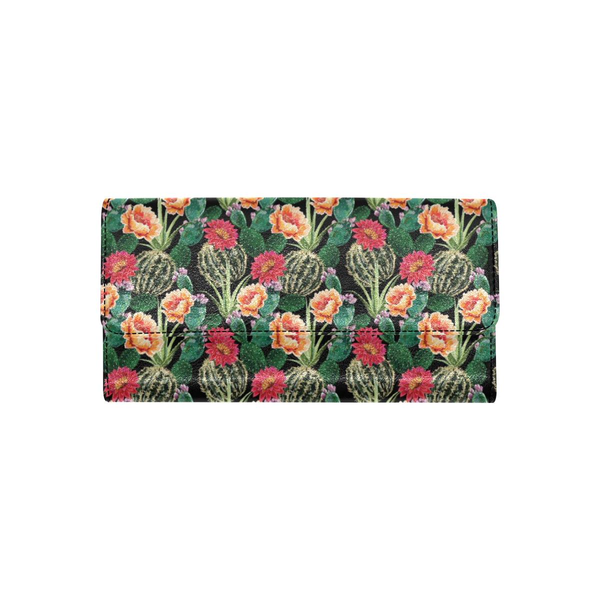 Cactus Pattern Print Design 06 Women's Trifold Wallet