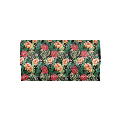 Cactus Pattern Print Design 06 Women's Trifold Wallet