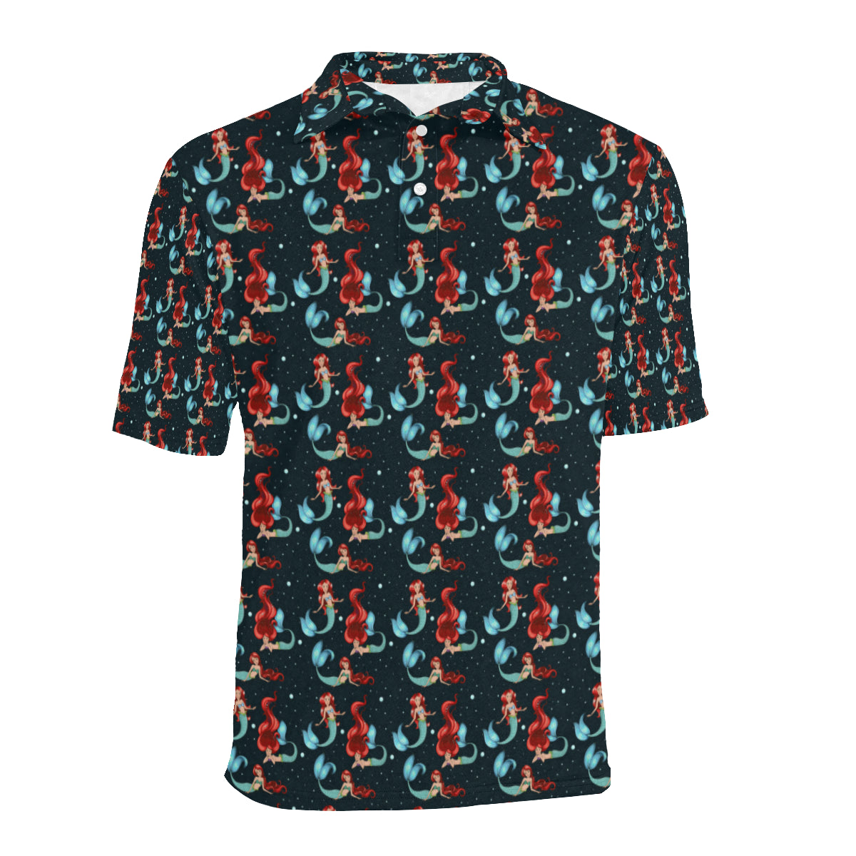 Mermaid Girl Themed Design Print Men Polo Shirt