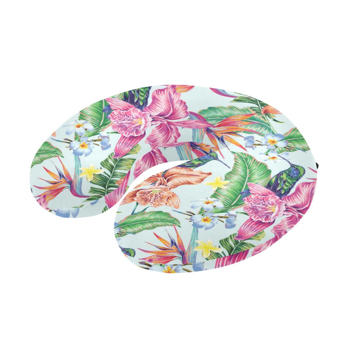 Hummingbird Tropical Pattern Print Design 05 U-Shaped Travel Neck Pillow