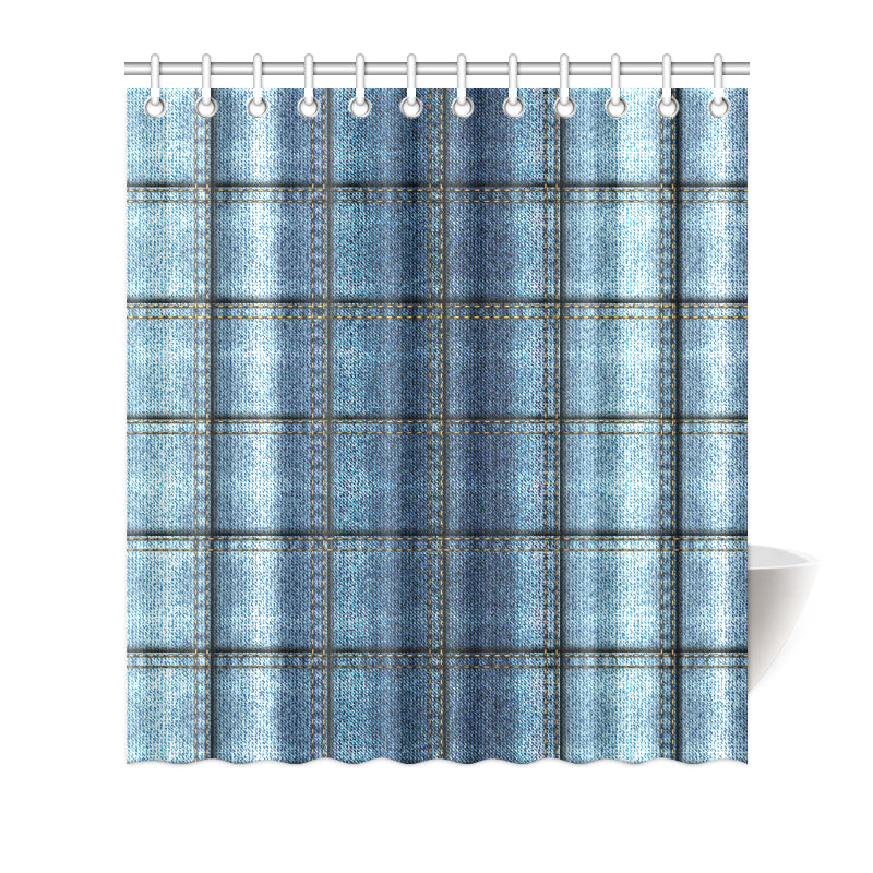 Jean Patchwork Pattern Print Design 02 Shower Curtain