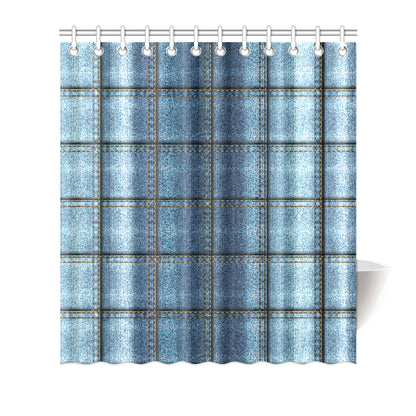 Jean Patchwork Pattern Print Design 02 Shower Curtain