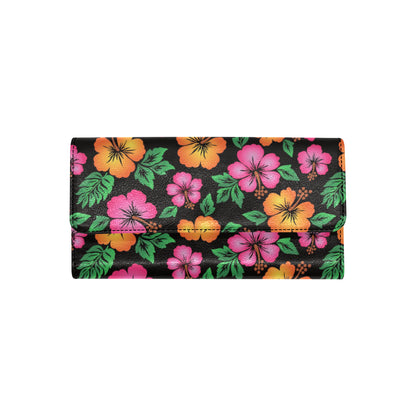 Hibiscus Pattern Print Design HB029 Women's Trifold Wallet