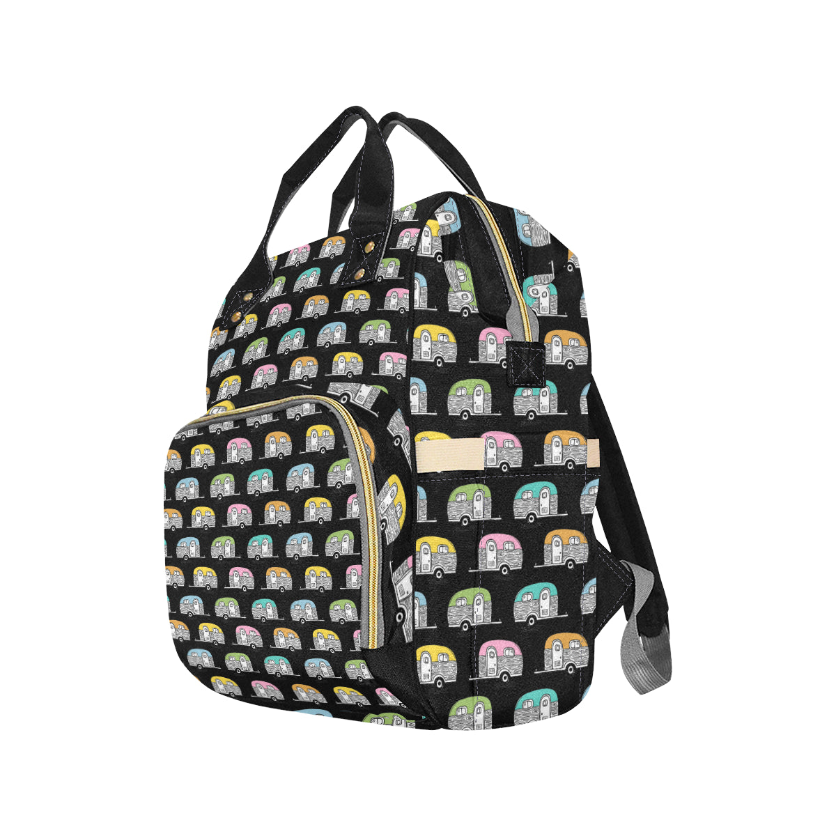 Camper Pattern Camping Themed No 2 Print Diaper Bag Backpack