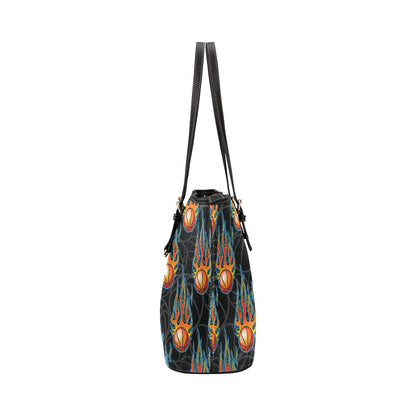 Basketball Fire Print Pattern Leather Tote Bag