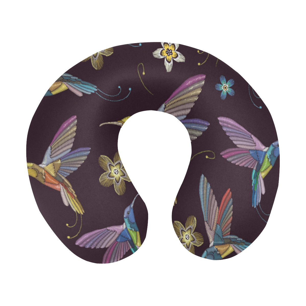 Hummingbird Pattern Print Design 04 U-Shaped Travel Neck Pillow