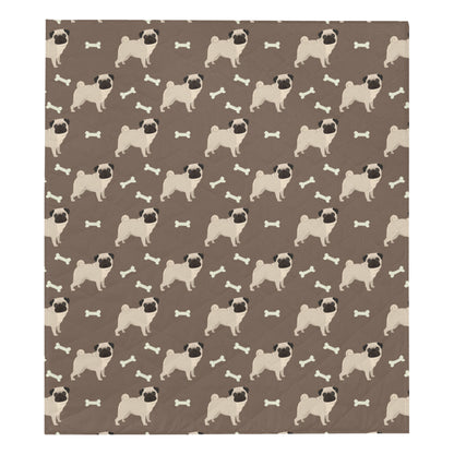Pug Pattern Print Design A02 Premium Quilt