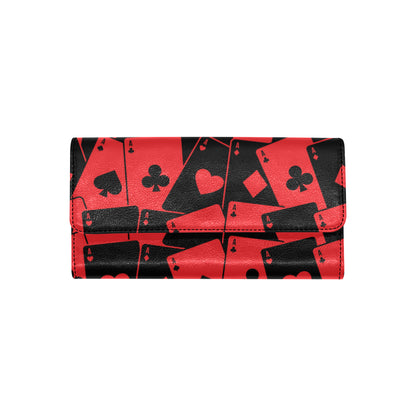 Poker Cards Pattern Print Design A01 Women's Trifold Wallet