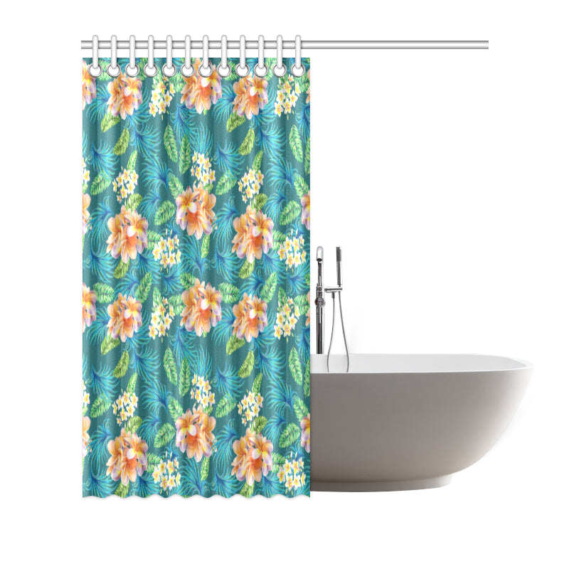 Plumeria Tropical Flower Design Print Shower Curtain