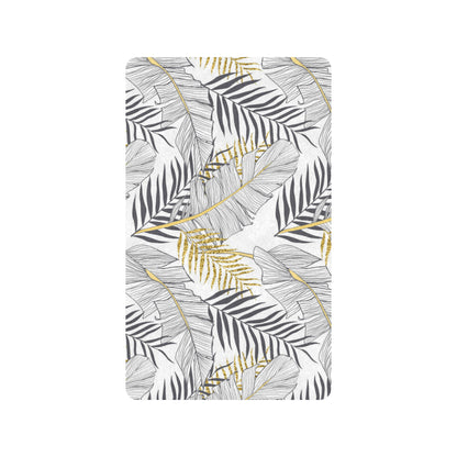 Gold Glitter Tropical Palm Leaves Rubber Doormat