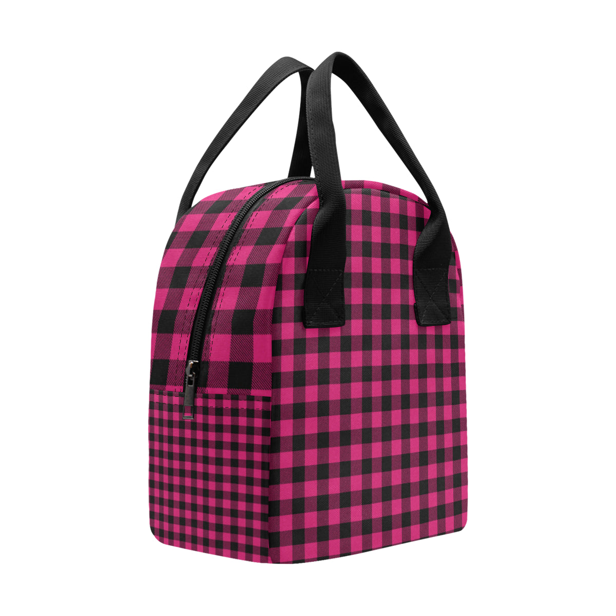 Pink Tartan Plaid Pattern Insulated Lunch Bag