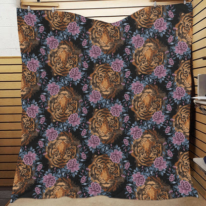 Tiger Head Floral Premium Quilt