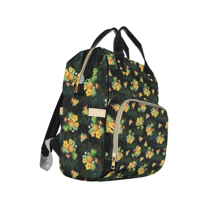 Pineapple Tropical Flower Print Pattern Diaper Bag Backpack