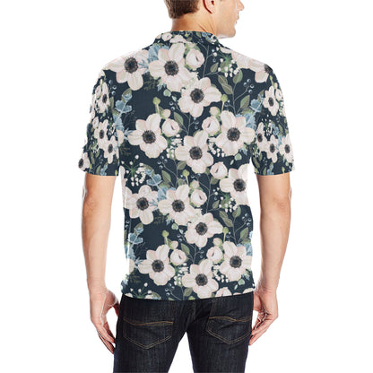 Anemone Pattern Print Design AM02 Men Polo Shirt