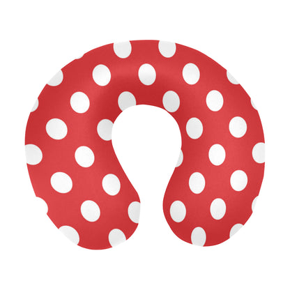 Polka Dot Red Pattern Print Design 04 U-Shaped Travel Neck Pillow