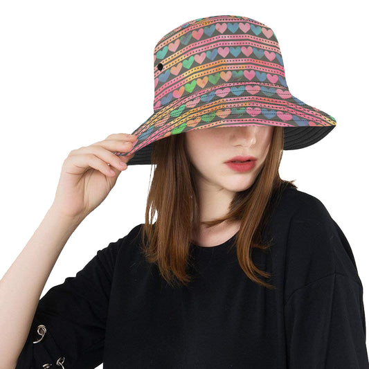Heart Pattern Print Design HE010 Unisex Bucket Hat