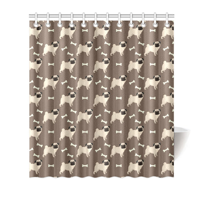 Pug Pattern Print Design A02 Shower Curtain