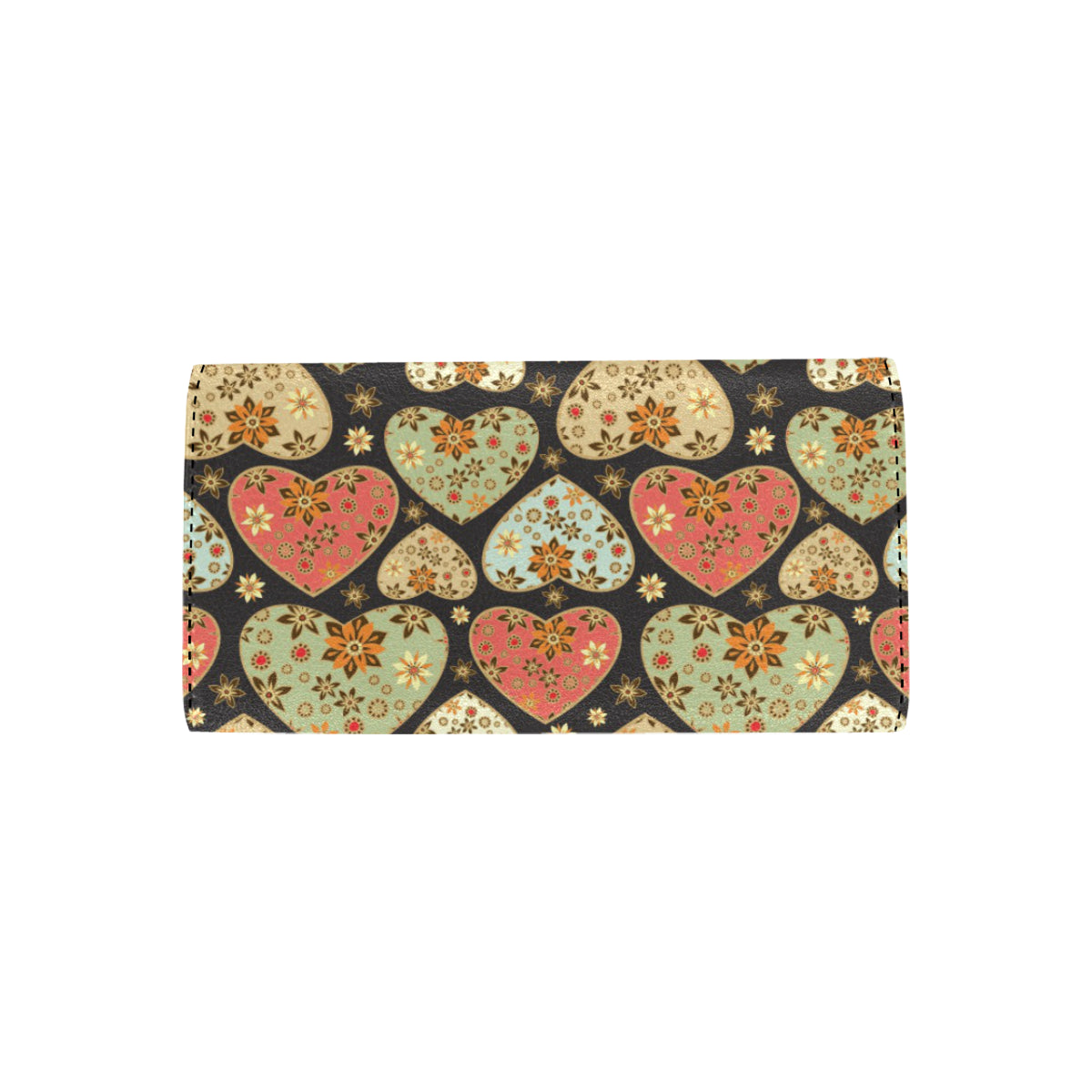 Heart Boho Pattern Print Design HE04 Women's Trifold Wallet