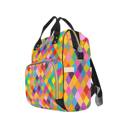Harlequin Pattern Print Design 02 Diaper Bag Backpack