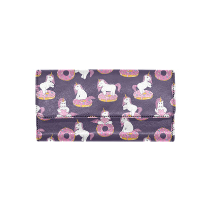 Donut Unicorn Pattern Print Design DN011 Women's Trifold Wallet