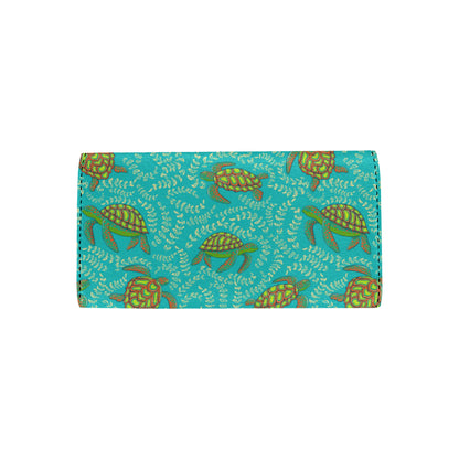 Sea Turtle Pattern Print Design T010 Women's Trifold Wallet