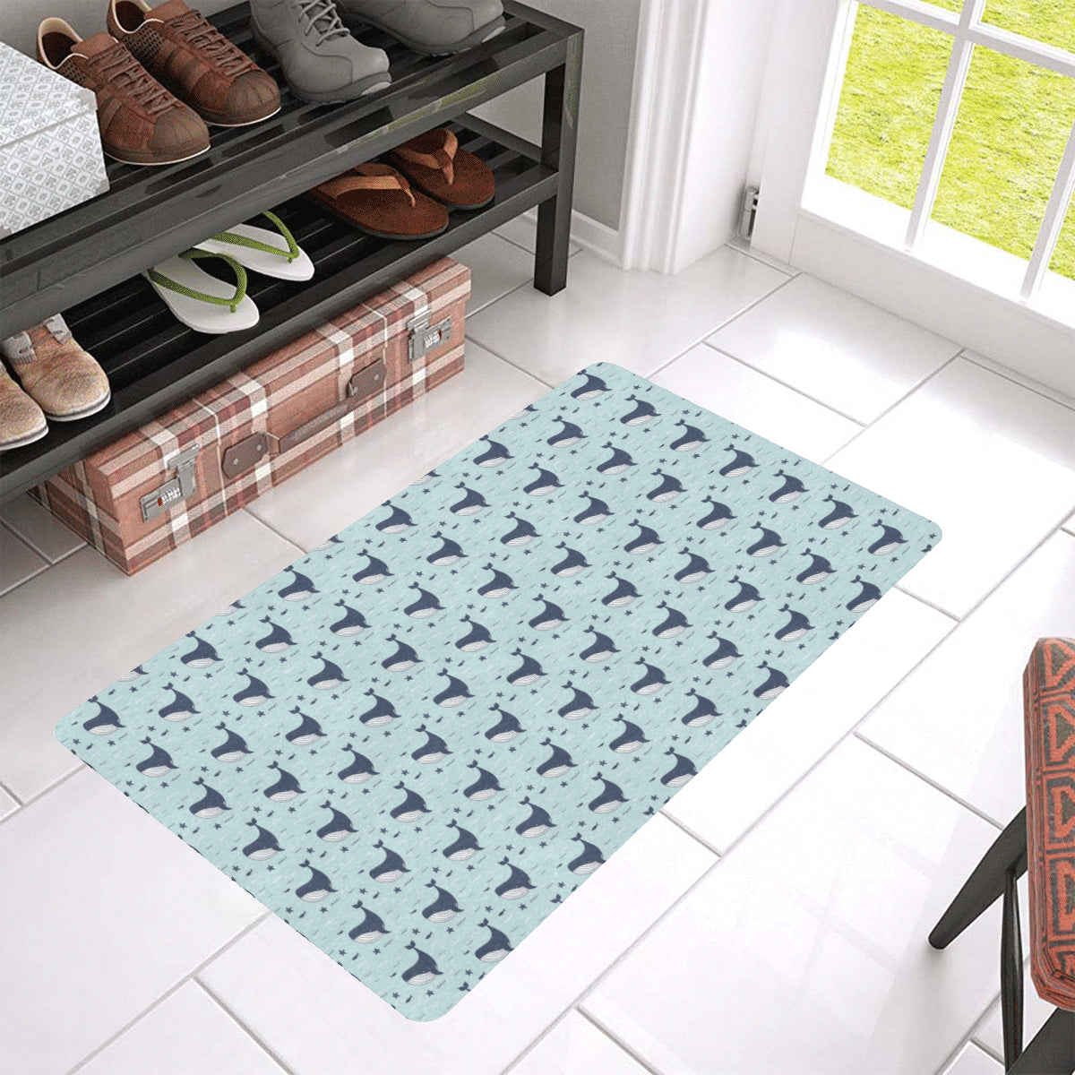 Whale Cute Design Themed Print Rubber Doormat