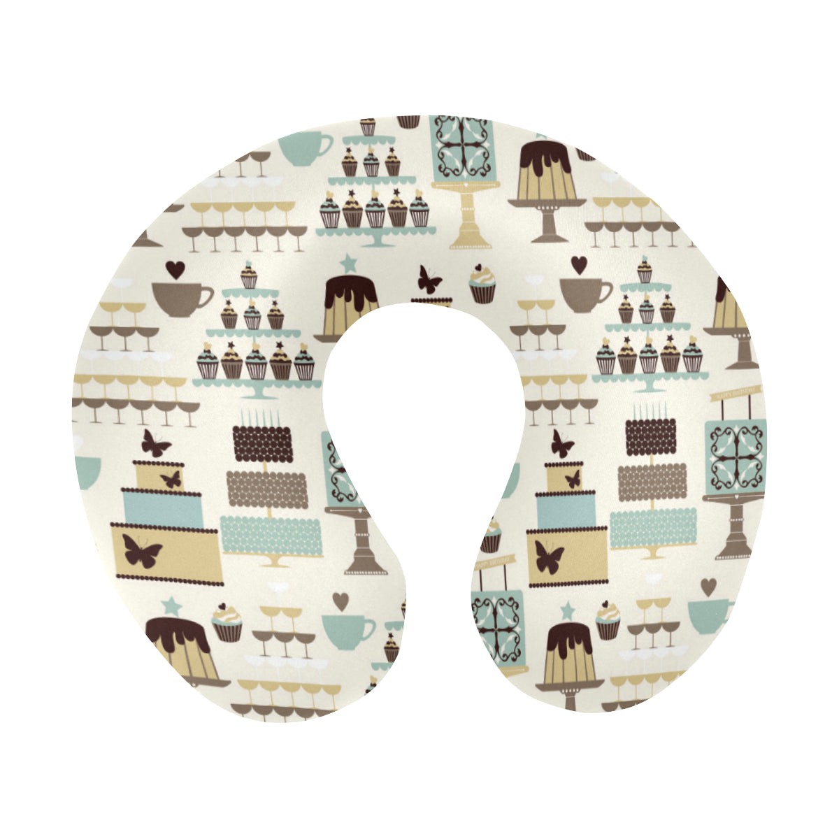 Cake Pattern Print Design 02 U-Shaped Travel Neck Pillow