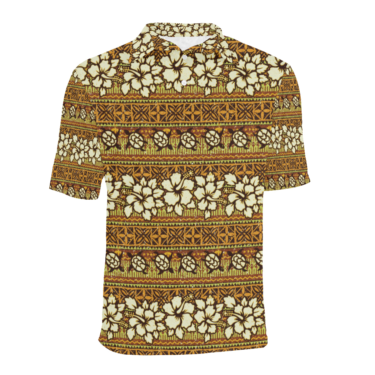 Hawaiian Themed Pattern Print Design H015 Men Polo Shirt