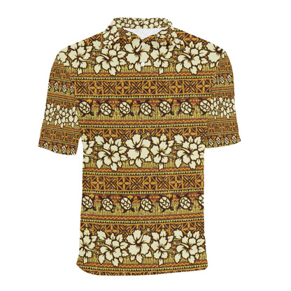 Hawaiian Themed Pattern Print Design H015 Men Polo Shirt