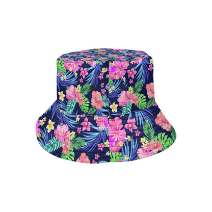 Neon Hibiscus Pattern Print Design HB016 Unisex Bucket Hat