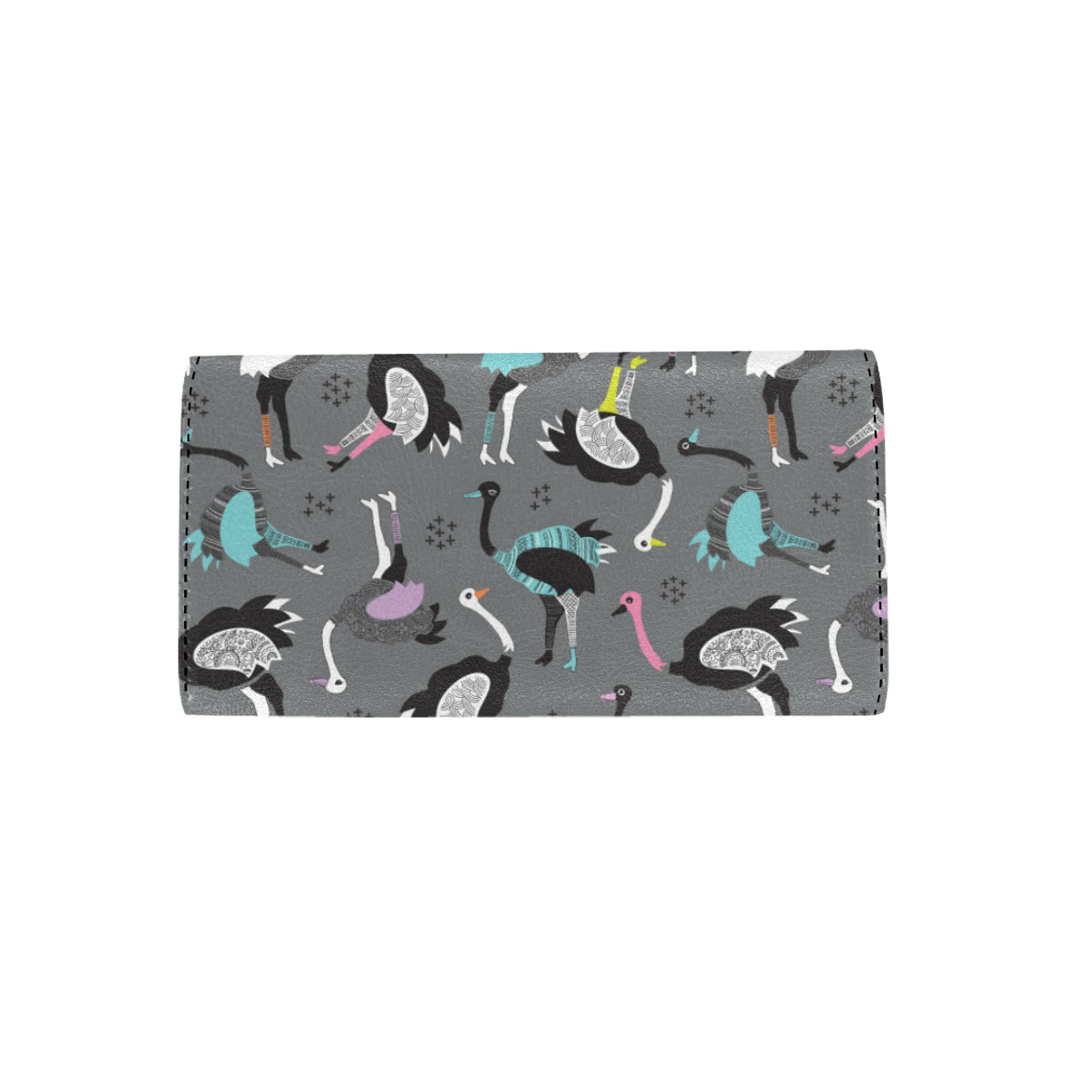 Ostrich Pattern Print Design 01 Women's Trifold Wallet