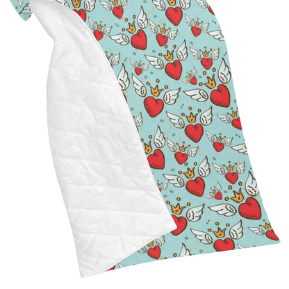 Angel Wings Heart Pattern Print Design 02 Premium Quilt