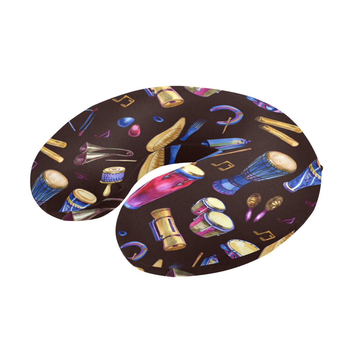 Percussion Neon Pattern Print Design 04 U-Shaped Travel Neck Pillow