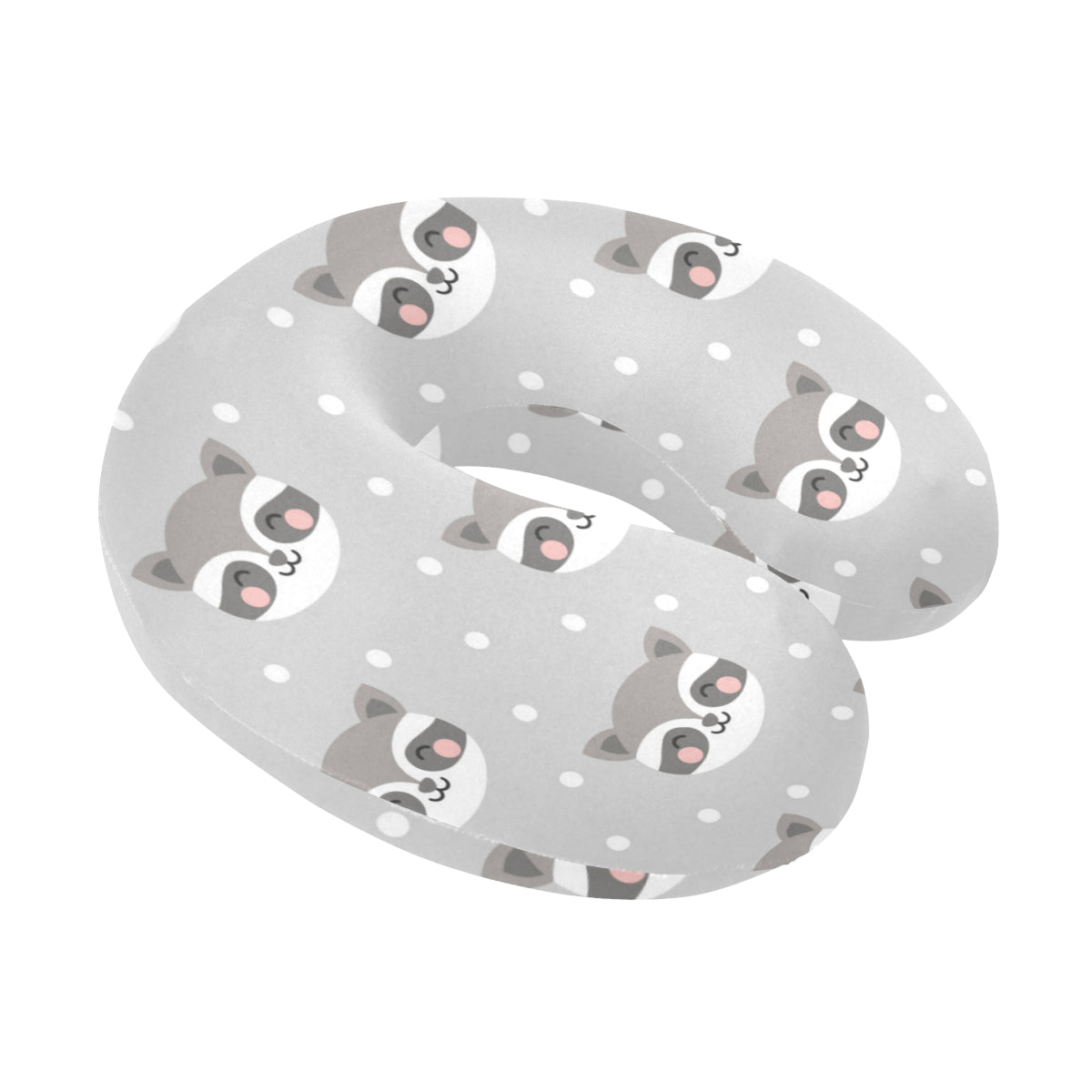 Raccoon Pattern Print Design A04 U-Shaped Travel Neck Pillow