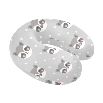 Raccoon Pattern Print Design A04 U-Shaped Travel Neck Pillow