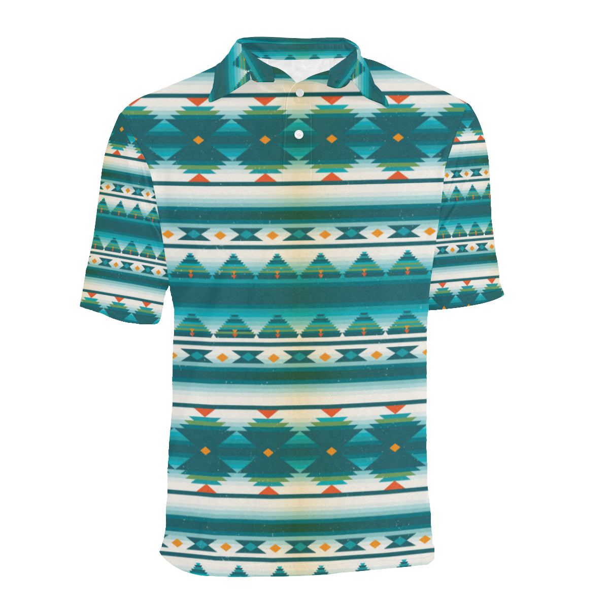 Blue Tribal Aztec Men Polo Shirt