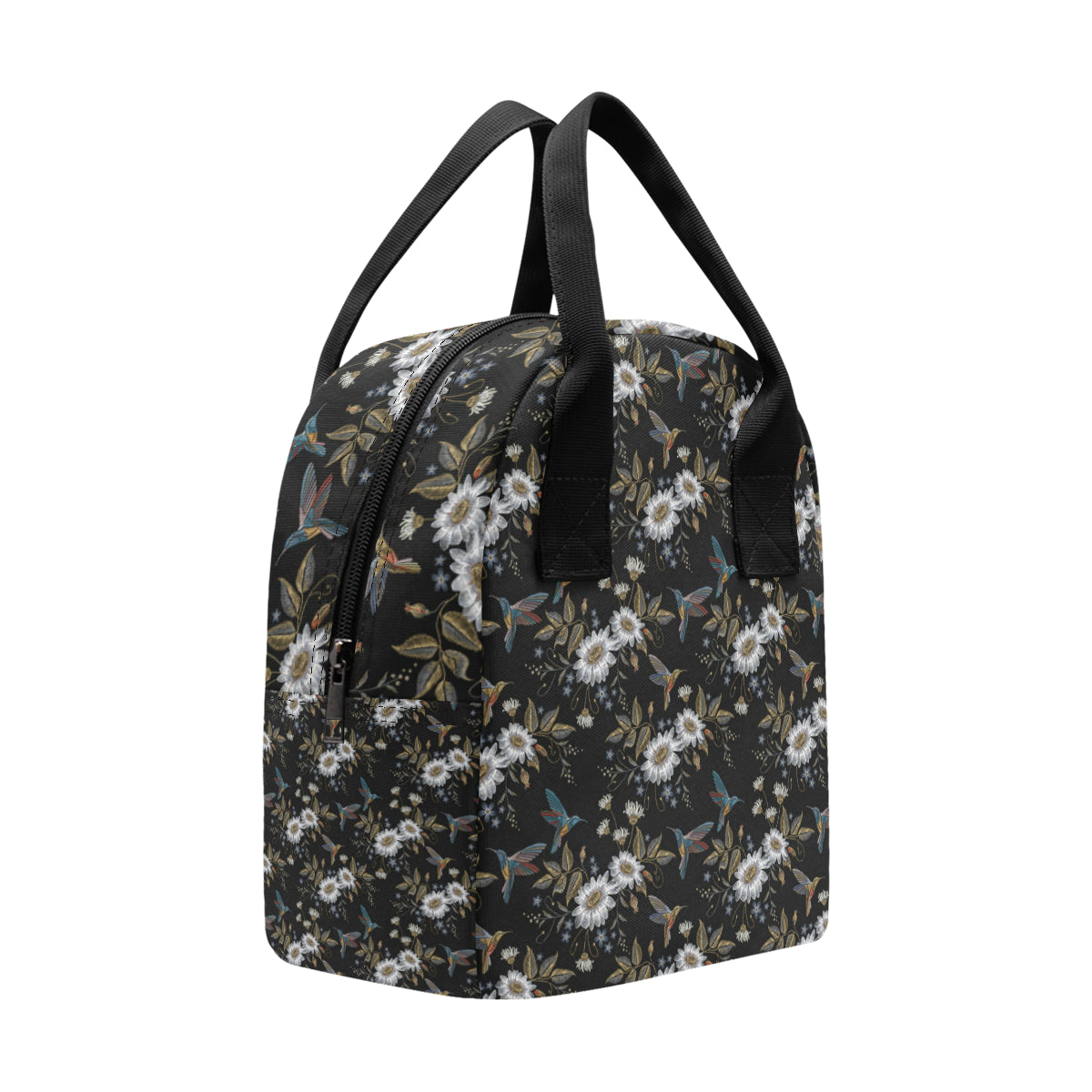Hummingbird with Embroidery Themed Print Insulated Lunch Bag