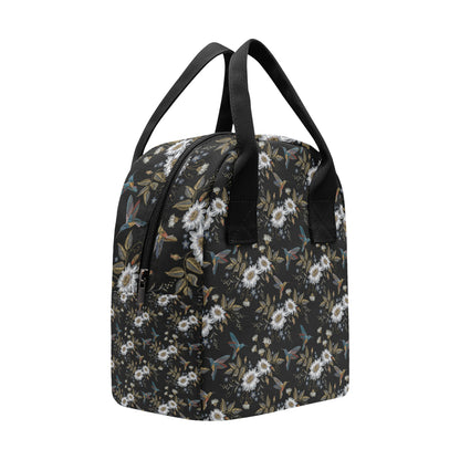 Hummingbird with Embroidery Themed Print Insulated Lunch Bag