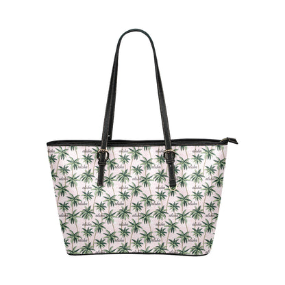 Aloha Beach Pattern Design Themed Print Leather Tote Bag