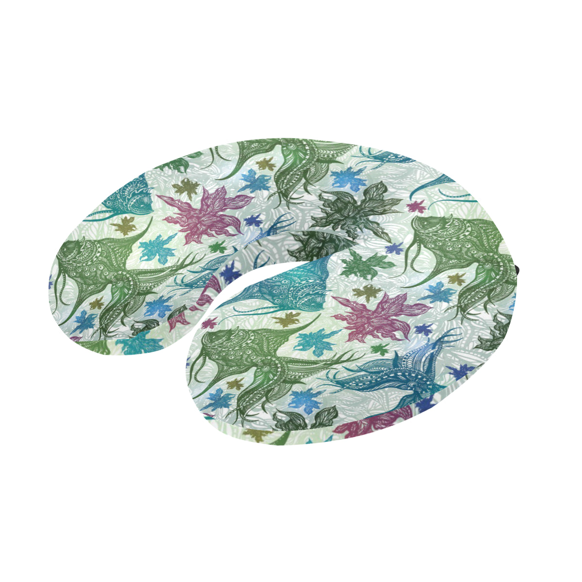 Angelfish Tribal Pattern Print Design 01 U-Shaped Travel Neck Pillow