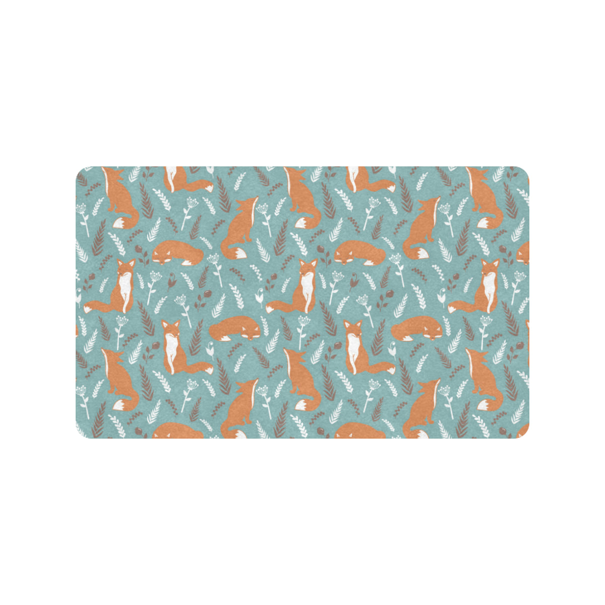 Fox Forest Print Pattern Rubber Doormat