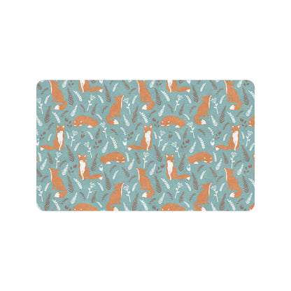 Fox Forest Print Pattern Rubber Doormat