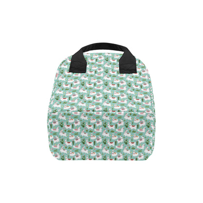 Llama with Cactus Themed Print Insulated Lunch Bag