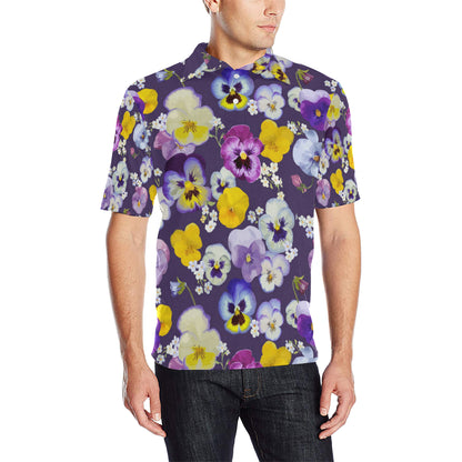 Pansy Pattern Print Design PS02 Men Polo Shirt