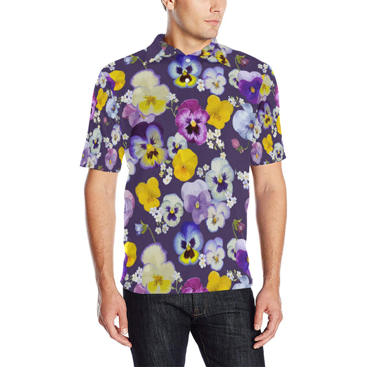 Pansy Pattern Print Design PS02 Men Polo Shirt