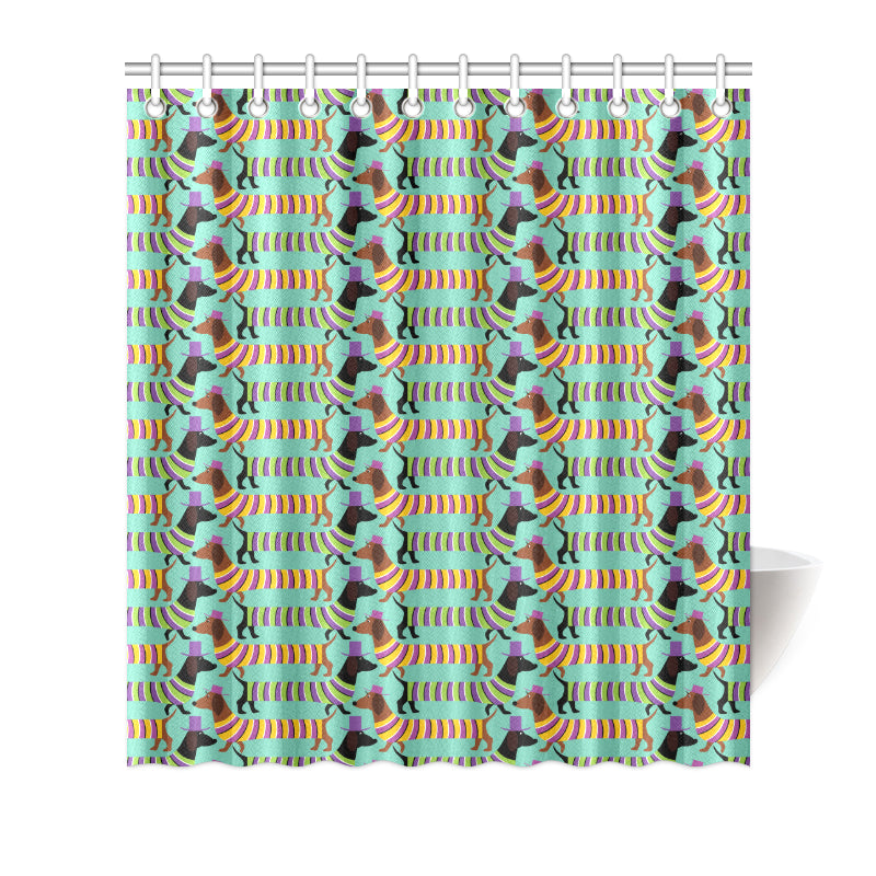 Dachshund Pattern Print Design 05 Shower Curtain