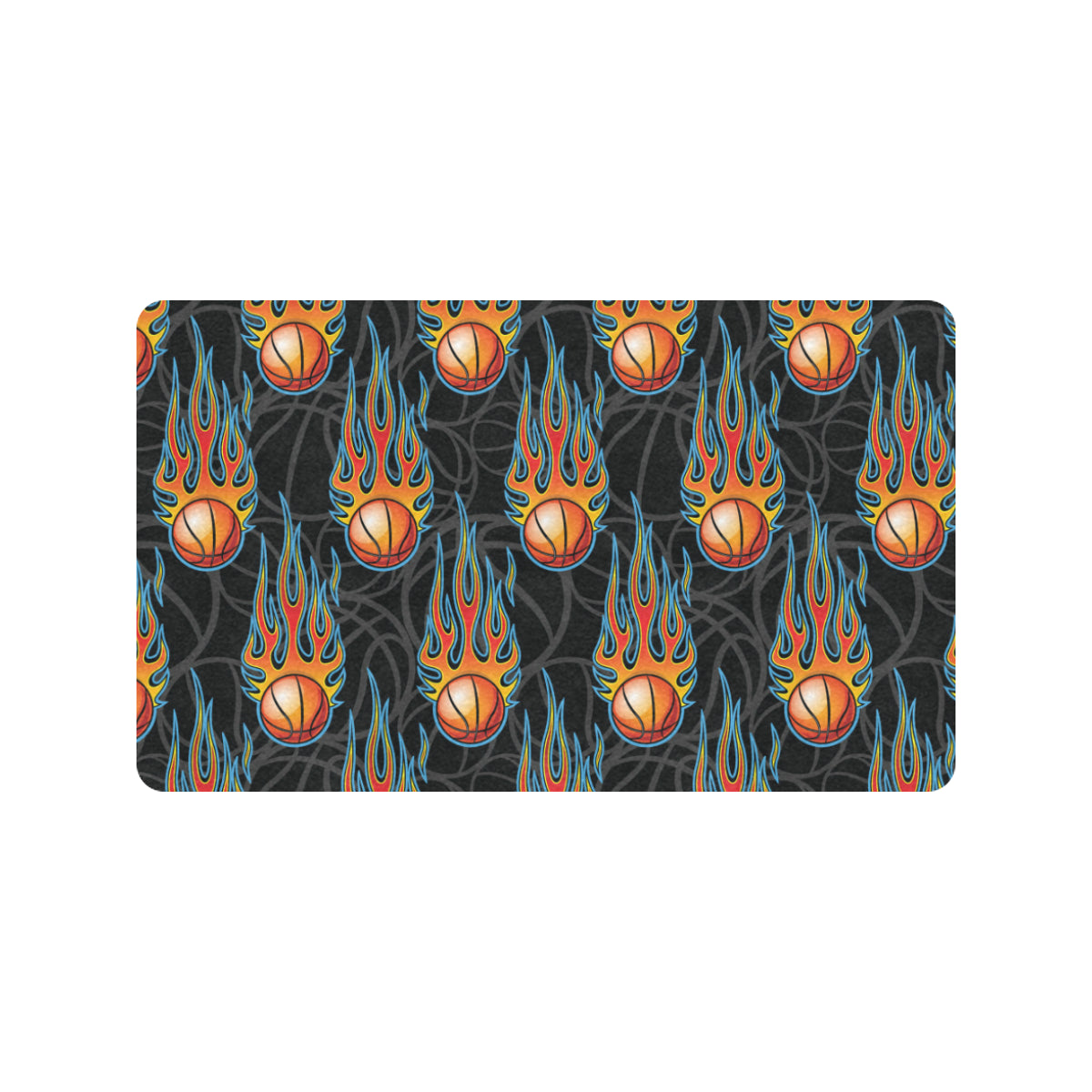 Basketball Fire Print Pattern Rubber Doormat