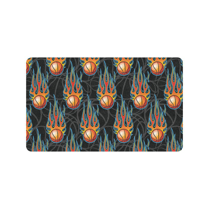 Basketball Fire Print Pattern Rubber Doormat
