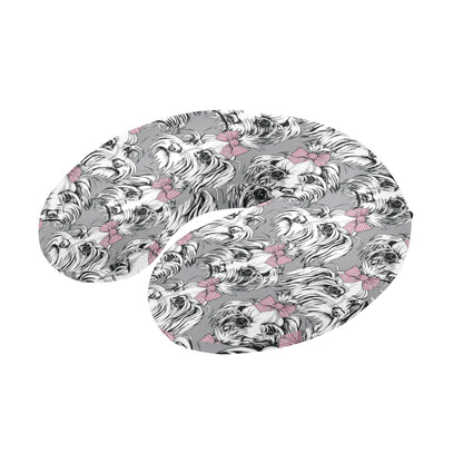Maltese Pattern Print Design 01 U-Shaped Travel Neck Pillow